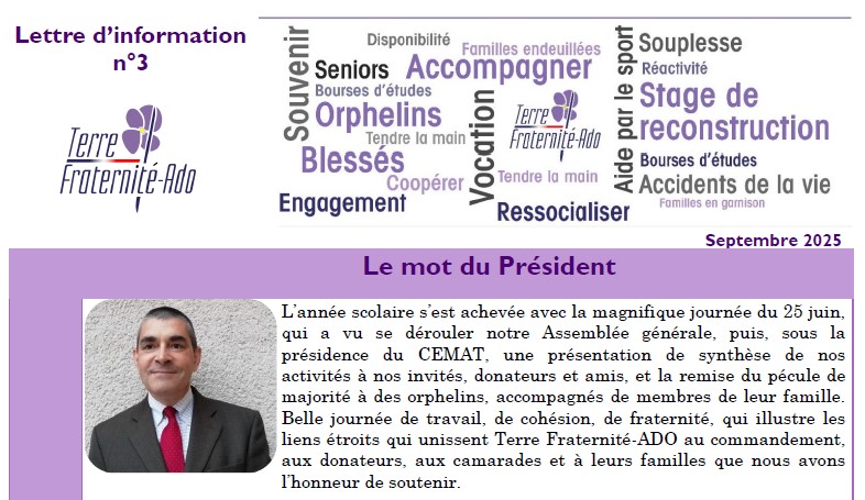 Publication de la lettre d’information de septembre 2025