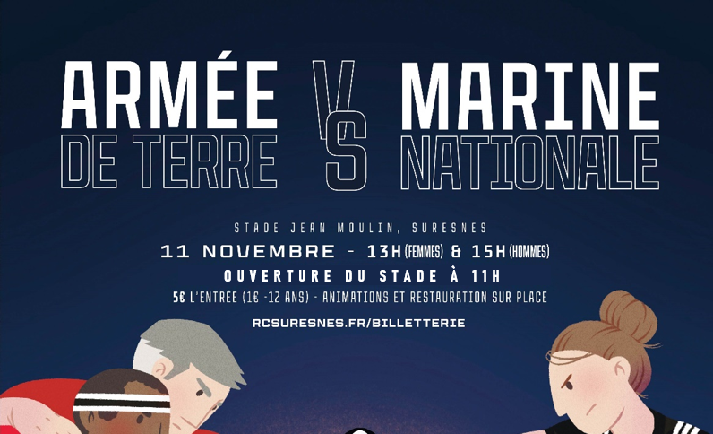 Trophée de rugby armée de Terre – Marine (Foch-Ronarc’h) à Suresnes (11 novembre 2025 – à partir de 15h00)